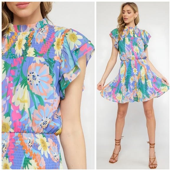 Entro Floral Multicolor Dress - Picture 1 of 11